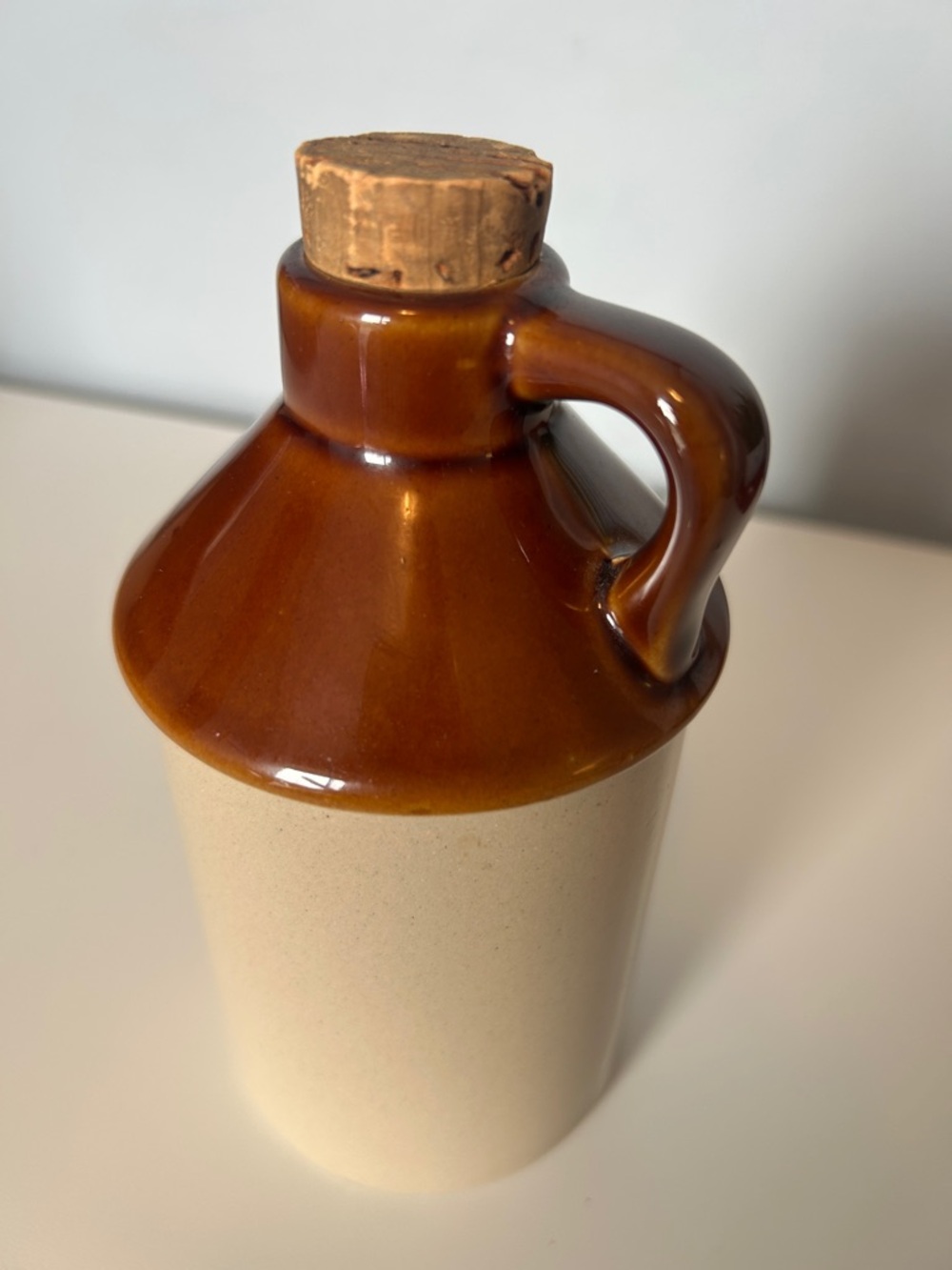 Vintage Japan Stoneware Jug 
 Rustic Brown Beige Pottery